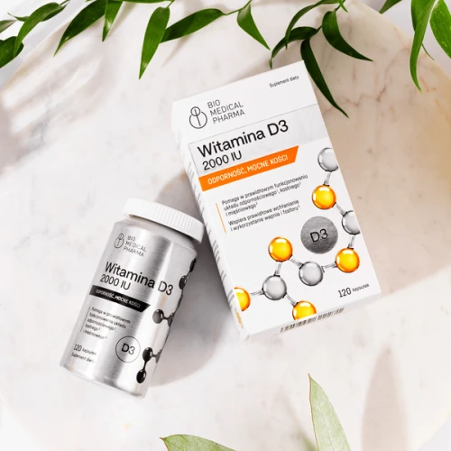 Bio Medical Pharma Witamina D3 2000 IU, 120 kapsułek - Uzupełnia witaminę, która dba dporność, mocne kości i prawidłową pracę mięśni - 2