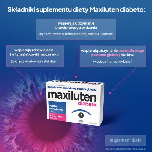 Maxiluten Diabeto, 30 tabletek - Wsparcie wzroku i metabolizmu glukozy - 3