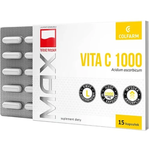 Max Vita C 1000, 15 kapsułek - Witamina C – wspiera układ nerwowy i odpornościowy - 1