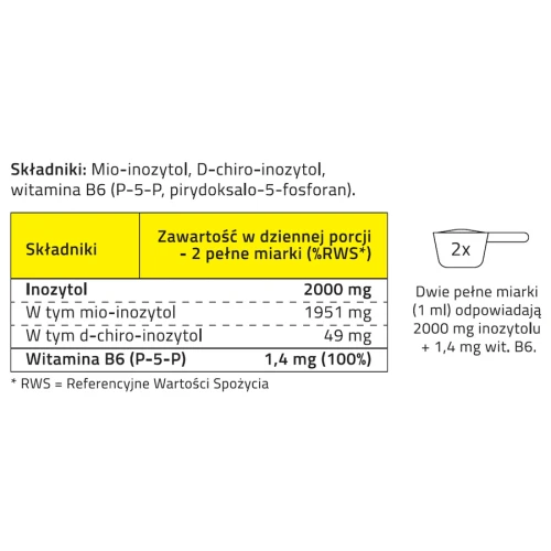 Proton Labs Inozytol Duo, proszek 120 g - Czysta formuła wzbogacona aktywną witaminą B6 (P-5-P) - 2