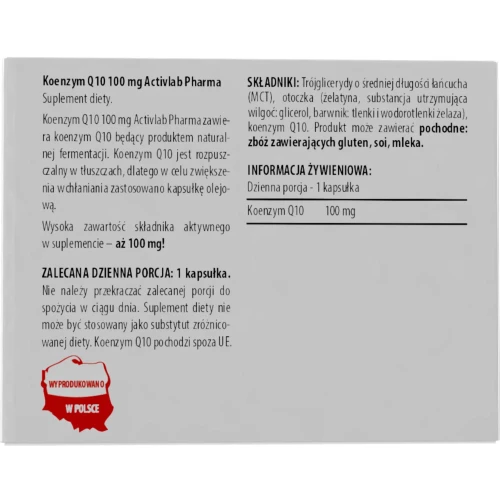 ActivLab Pharma Koenzym Q10 100 mg, 30 kapsułek softgel - Maksymalne wchłanianie i siła działania - 2