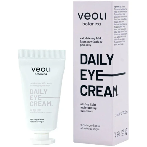 Veoli Botanica Daily Eye Cream Całodzienny lekki krem nawilżający pod oczy, 15 ml - Intensywnie nawilżający i wygładzający - 1