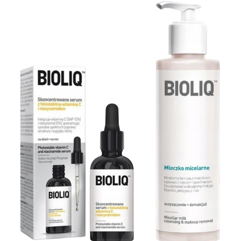 Bioliq Pro, skoncentrowane serum z fotostabilną witaminą C, 20 ml + mleczko micelarne, 135 ml - Zestaw do oczyszczania i pielęgnacji - 1