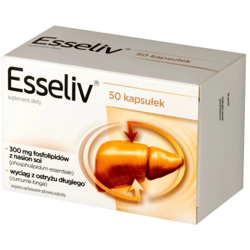 Esseliv, 50 kapsułek - Wsparcie wątroby i prawidłowego metabolizmu tłuszczów - 1