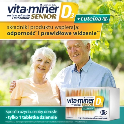 Vita-Miner Senior D3 + Luteina, 60 tabletek - Kompleks witamin, minerałów dla seniorów - 6