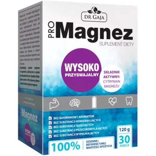 Dr Gaja ProMagnez, 30 saszetek - Czysty cytrynian magnezu w saszetkach o doskonałej przyswajalności - 1