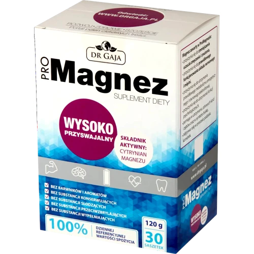 Dr Gaja ProMagnez, 30 saszetek - Czysty cytrynian magnezu w saszetkach o doskonałej przyswajalności - 3