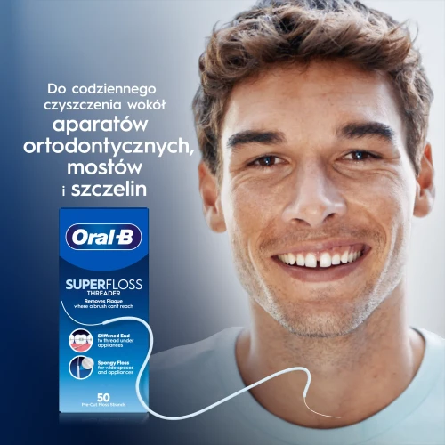 Oral-B Super Floss, nić dentystyczna, 50 x 60 cm - Do aparatów ortodontycznych, mostów i szerokich przestrzeni międzyzębowych - 2
