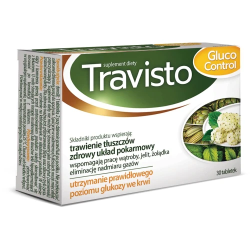 Travisto Gluko Control, 30 tabletek - Wsparcie trawienia i poziomu cukru - 1