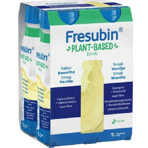 Fresubin Plant-Based  Drink o smaku waniliowym, 4 x 200 ml - Kompletna dieta medyczna w 100% na bazie roślinnej, bez laktozy i glutenu - 4