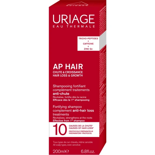 Uriage AP HAIR Wzmacniajacy szampon przeciw wypadaniu włosów, 200 ml - Wzmacnia cebulki i ograniczaj wypadanie włosów - 1