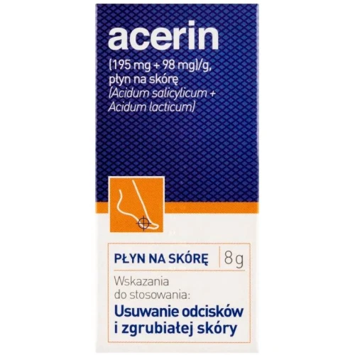 Acerin (195 mg + 98 mg)/g, płyn na skórę, 8 g - Z kwasem salicylowym i kwas mlekowym - 2
