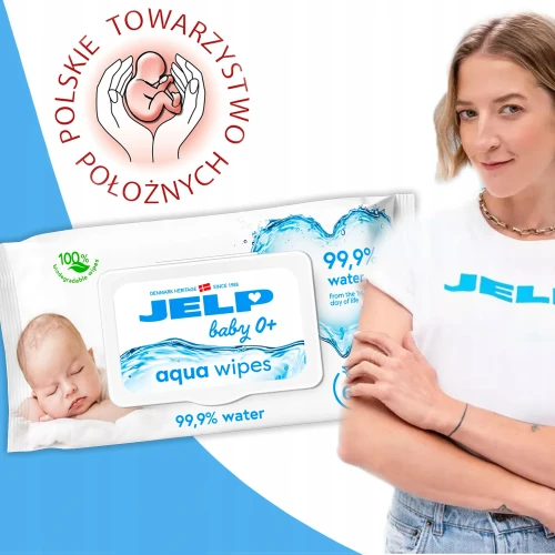 Jelp Baby 0+, chusteczki nawilżane, 99,9% wody, 64 sztuki - Oczyszczają wrażliwą skórę noworodków i niemowląt od 1. dnia życia - 2
