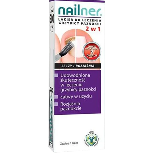 Nailner Lakier do leczenia grzybicy paznokci 2w1, 5 ml - Zapobiega nowym zakażeniom oraz widocznie rozjaśnia płytkę - 1