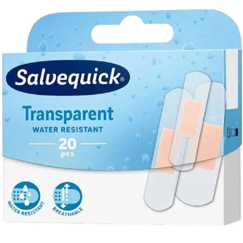 Salvequick Transparent plastry z opatrunkiem, 20 sztuk - Przezroczysty, dyskretny dporny na wodę i brud - 2