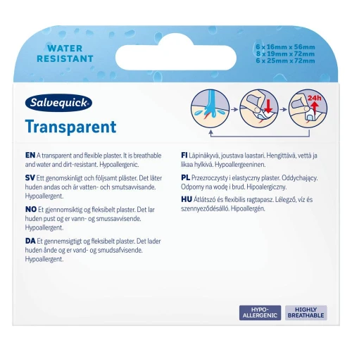 Salvequick Transparent plastry z opatrunkiem, 20 sztuk - Przezroczysty, dyskretny dporny na wodę i brud - 3