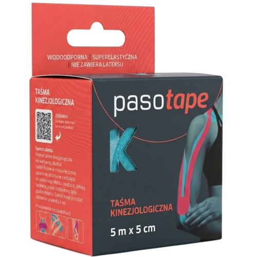 Pasotape Taśma kinezjologiczna  niebieska 5 m x 5 cm, 1 sztuka - Do stosowania w rehabilitacji oraz medycynie sportowej - 1