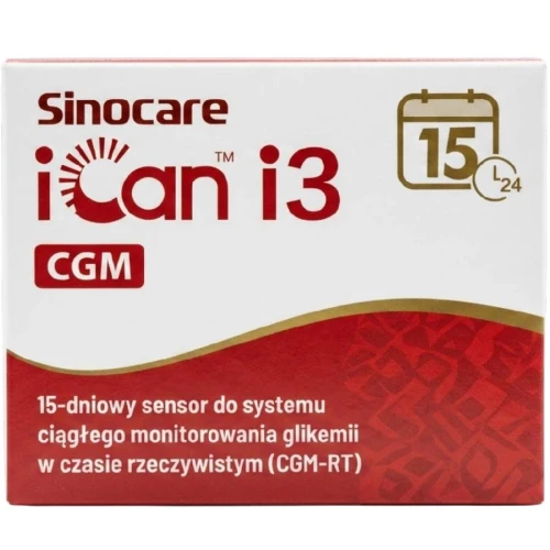 Sinocare iCan i3 CGM system do ciągłego monitorowanie glikemii, 1 sztuka - Sensor 15-dniowy, bez skanowania i kalibracji - 1