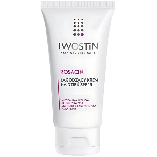 Iwostin Rosacin Łagodzący krem na dzień SPF 15, 50 ml - Do skóry naczynkowej i wrażliwej z tendencją do zaczerwienień - 1