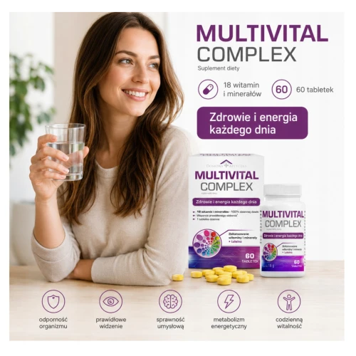 Domowa Apteczka Multivital Complex, 60 tabletek - Zestaw 18 witamin i minerałów z luteiną - 3