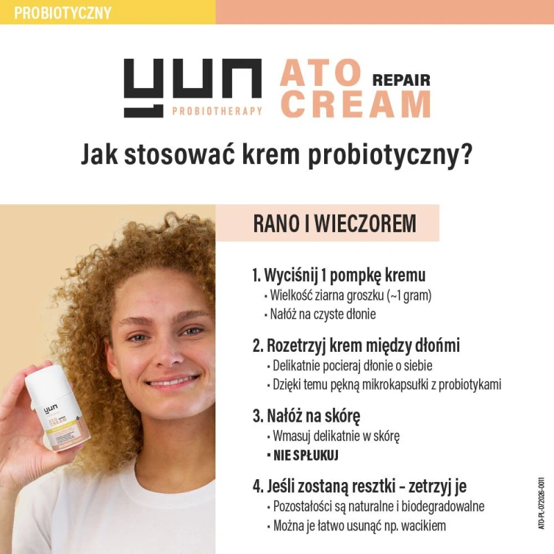 Yun ATO Repair Cream Krem probiotyczny, 50 ml - Do skóry suchej, wrażliwej i skłonnej do atopii - 4