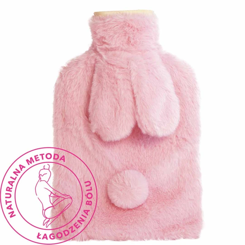 Pink Termofor Pluszak Różowy, 1 sztuka - Z miękkim, szarym pokrowcu w kształcie króliczka - 2