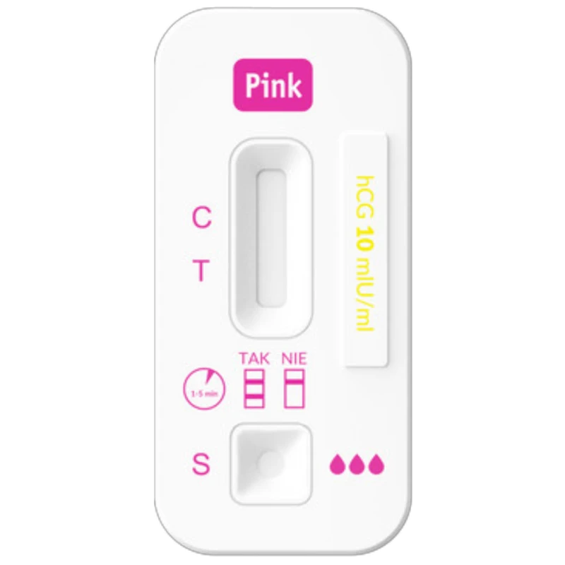 Pink Test Ciążowy Super Czuły płytkowy, 1 sztuka - Płytkowy test ciążowy 10 mIU/ml. Czuły i szybki. - 1