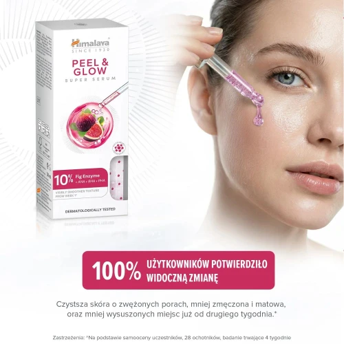 Himalaya Peel & Glow Super Serum Złuszczająco-rozświetlające serum do twarzy, 30 ml - Z 10% kompleksem PHA i BHA - 3