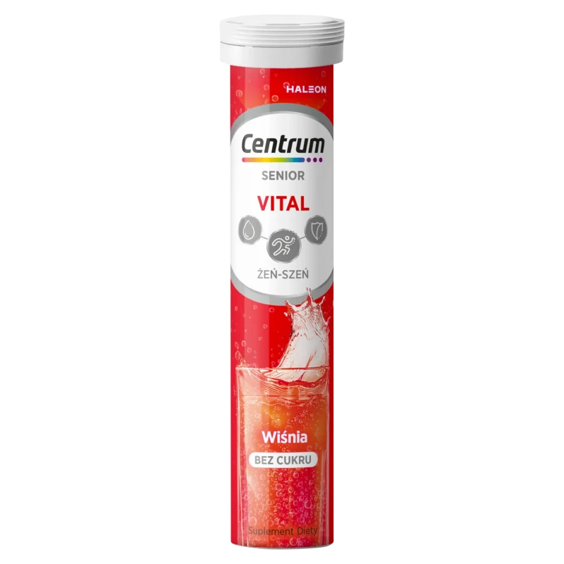 Centrum Vital Senior Żeń-szeń, smak wiśniowy bez cukru, 20 tabletek musujących - 1