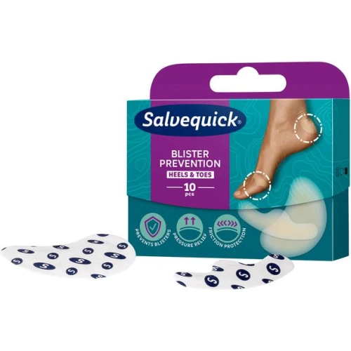 Salveqiuck Blister Prevention Heels & Toes, plastry na pęcherze, 10 sztuk - Hydrokoloidowe do pięt i palców u stóp, zmniejszają ucisk i tarcie - 2