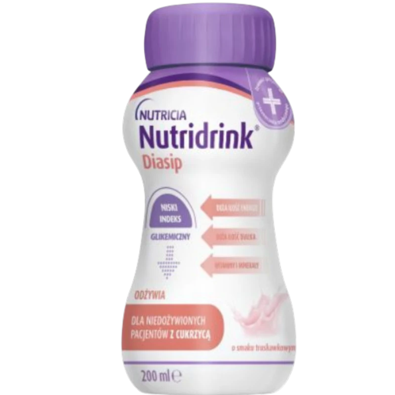 Nutridrink Diasip, smak truskawkowy, 4 x 200 ml - Kompletna dieta bogata w błonnik dla osób z cukrzycą - 2