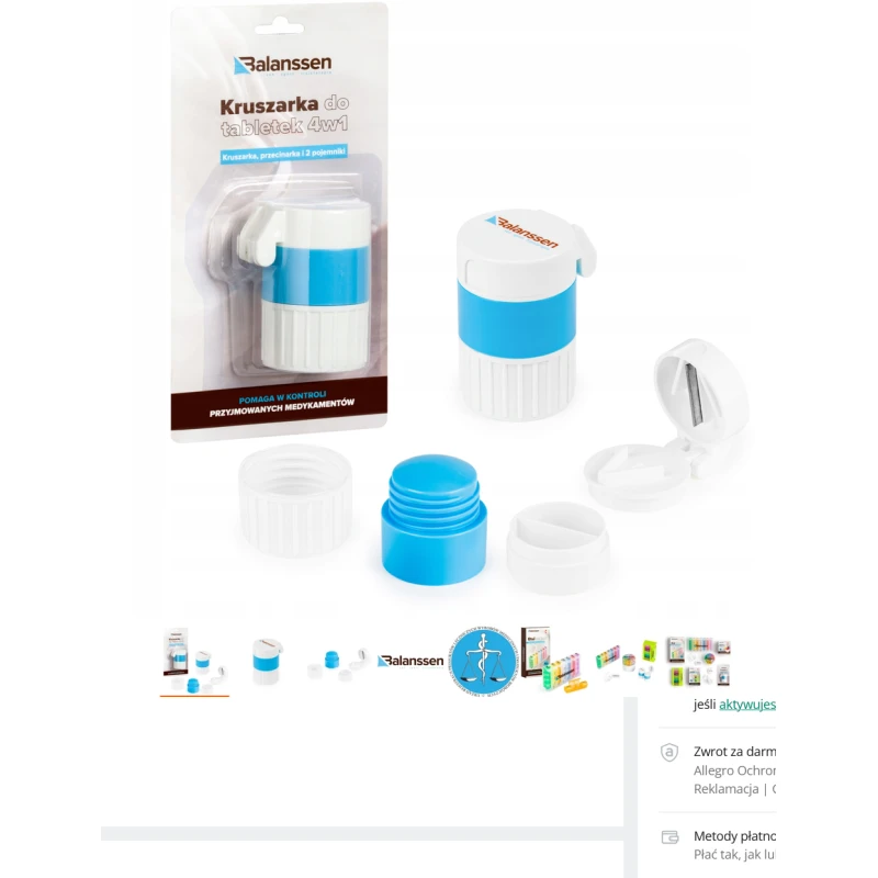 Balanssen Kruszarka do tabletek 4w1, 1 sztuka  - 1