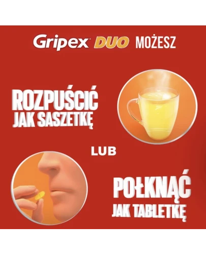 Gripex Duo, 16 tabletek - Lek na objawy przeziębienia z paracetamolem i fenylefryną - 1