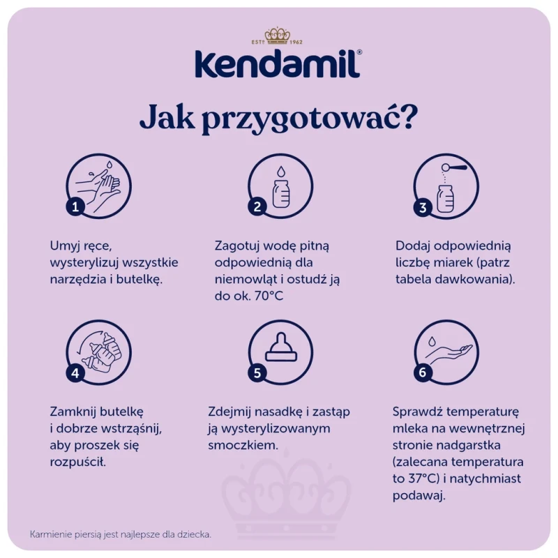 Kendamil Premium 1, Mleko modyfikowane w proszku 0-6 miesięcy, 600 g  - Mleko początkowe dla niemowląt od urodzenia do 6. miesiąca - 5