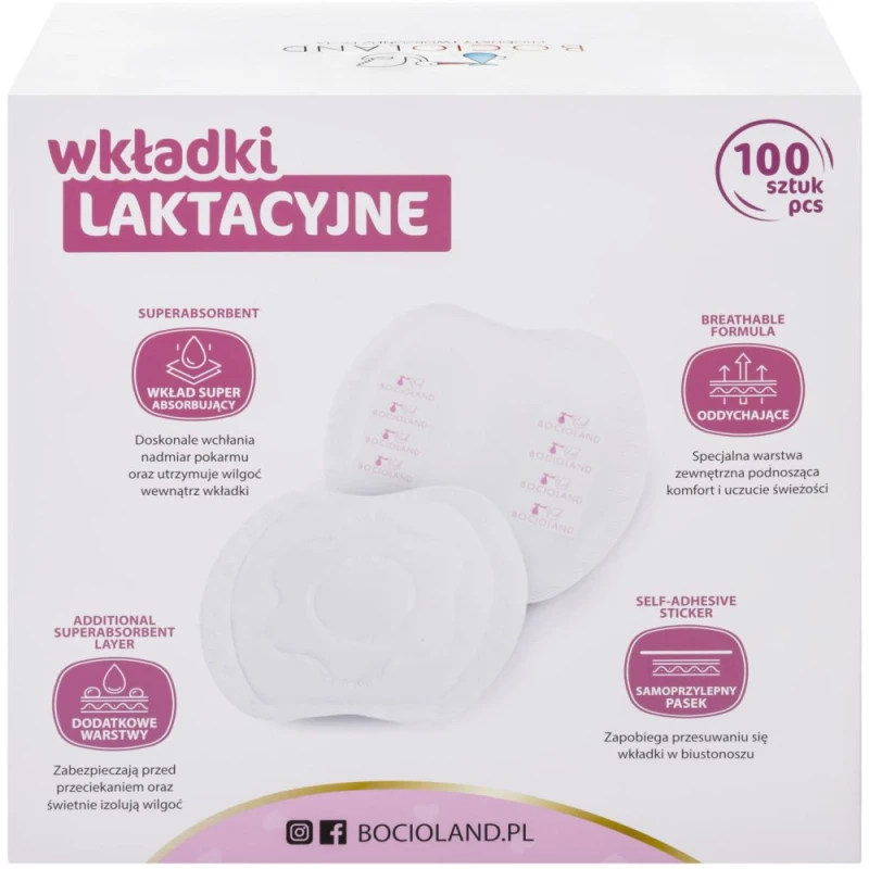 Bocioland Wkładki laktacyjne, 100 sztuk - Chłonne wkładki do biustonosza dla kobiet karmiących - 1