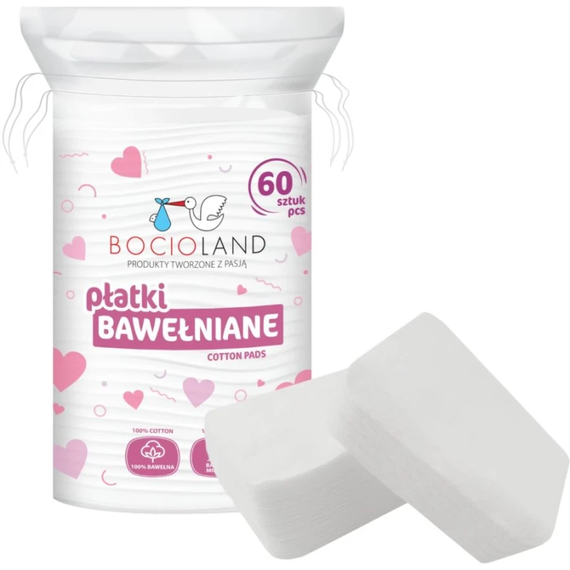 Bocioland Płatki bawełniane, 60 sztuk - 100% bawełna, delikatne i chłonne - 1
