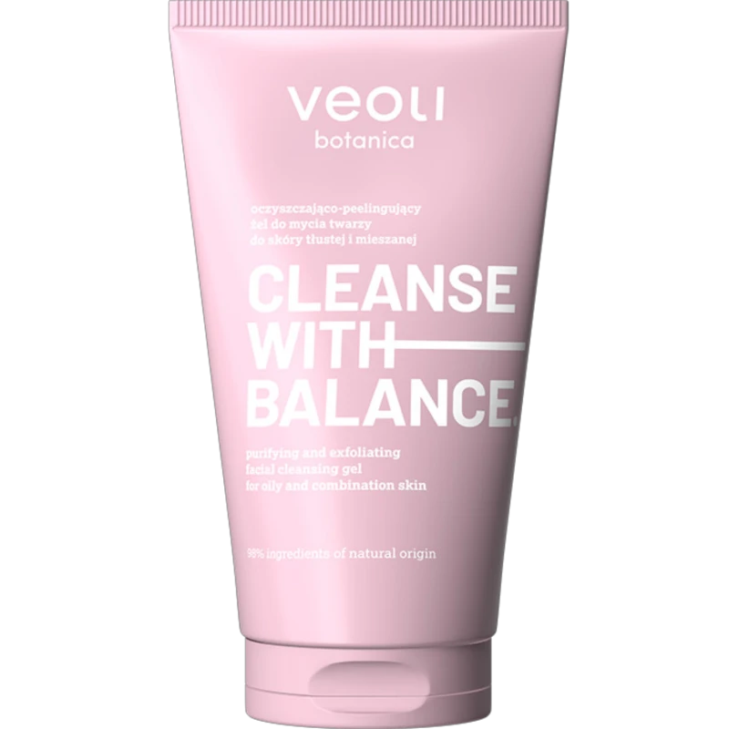Veoli Botanica Cleanse with Balance, peelingujący żel do mycia twarzy, 150 ml - Do skóry tłustej i mieszanej - 1