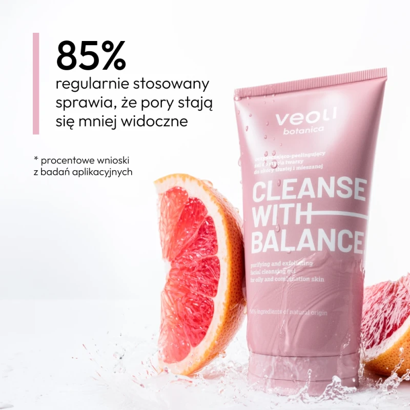 Veoli Botanica Cleanse with Balance, peelingujący żel do mycia twarzy, 150 ml - Do skóry tłustej i mieszanej - 3