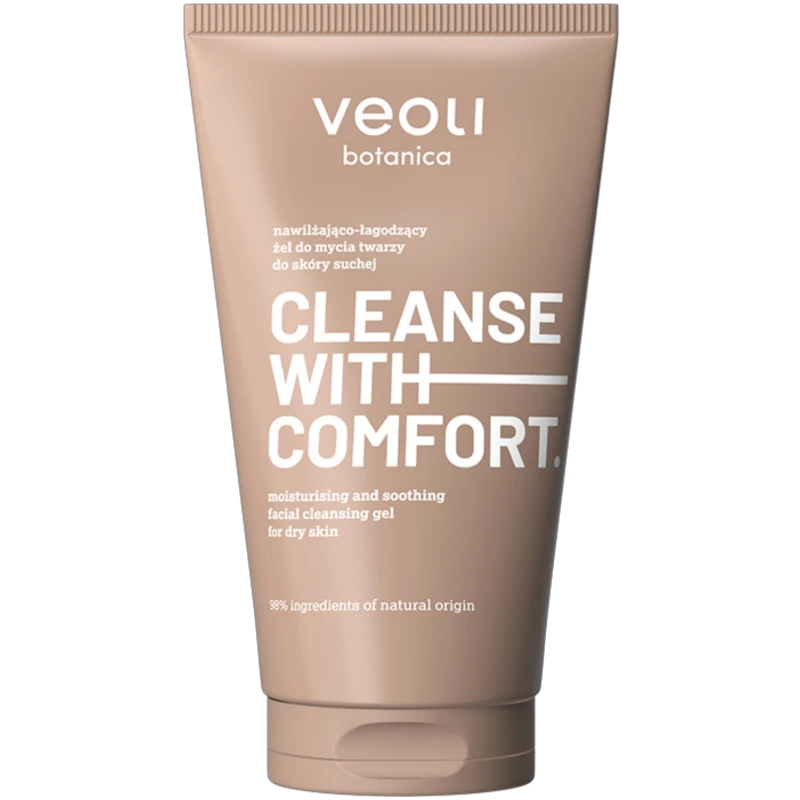 Veoli Botanica Cleanse with Comfort, nawilżający żel do mycia twarzy, 150 ml - Delikatnie oczyszcza i  wspiera  barierę hydrolipidową skóry suchej - 1