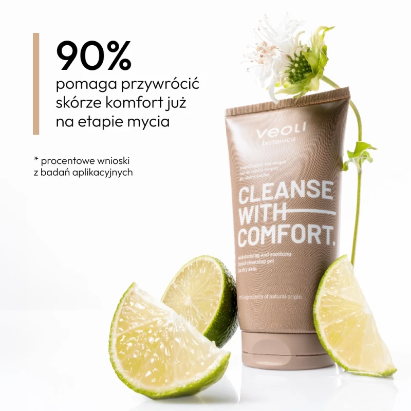 Veoli Botanica Cleanse with Comfort, nawilżający żel do mycia twarzy, 150 ml - Delikatnie oczyszcza i  wspiera  barierę hydrolipidową skóry suchej - 3