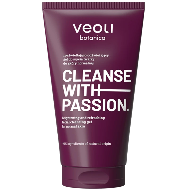 Veoli Botanica Cleanse with Passion, rozświetlający żel do mycia, 150 ml - Do oczyszczania twarzy, szyi i dekoltu skóry tłustej, trądzikowej i mieszanej - 1
