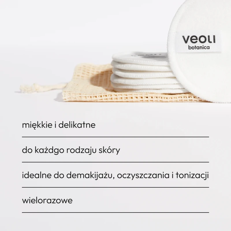 Veoli Botanica Remove & ReLove, bambusowe płatki kosmetyczne, 7 sztuk - Wielorazowe do delikatnego demakijażu - 6