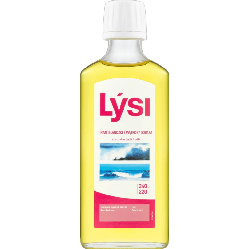 Lýsi Tran islandzki o smaku tutti frutti, 240 ml - Olej z wątroby dorsza z witaminami A, D i E oraz kwasami Omega-3 - 1
