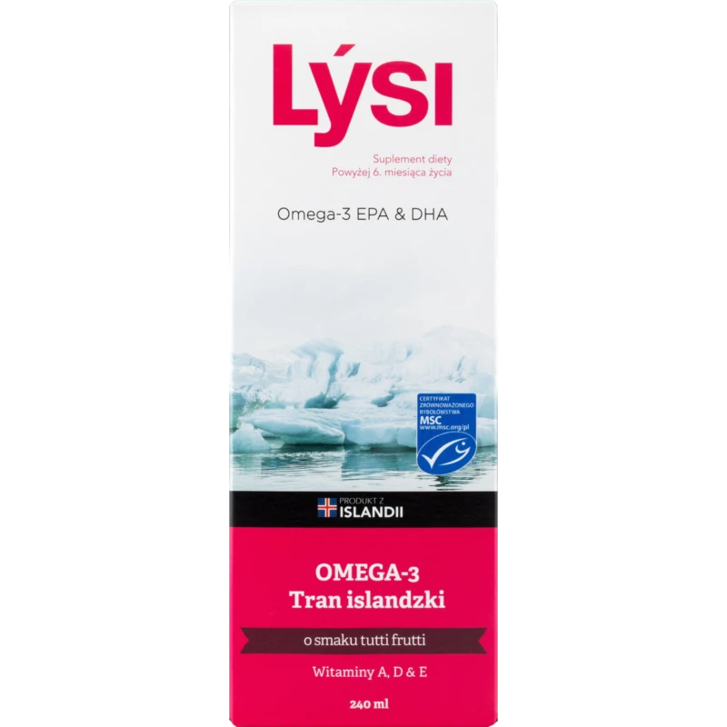 Lýsi Tran islandzki o smaku tutti frutti, 240 ml - Olej z wątroby dorsza z witaminami A, D i E oraz kwasami Omega-3 - 2