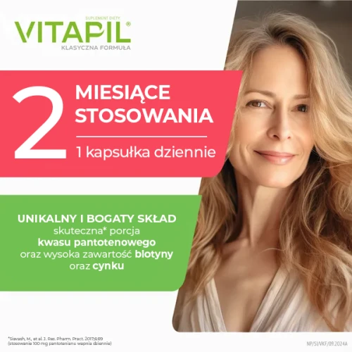 Vitapil, 60 kapsułek - Suplement diety z kompleksem AMIN Q3® oraz biotyną, selenem i cynkiem, które pomagają zachować zdrowe włosy - 1