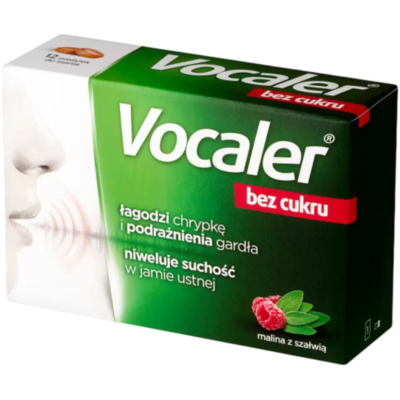 Vocaler bez cukru, 12 pastylek do ssania - Ziołowe pastylki, które chronią i nawilżają błonę śluzową gardła - 1
