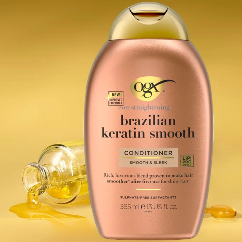 OGX Brazilian Keratin Odżywka wygładzająca z brazylijską keratyną, 385 ml - Zapewnia gładkość i blask - 1