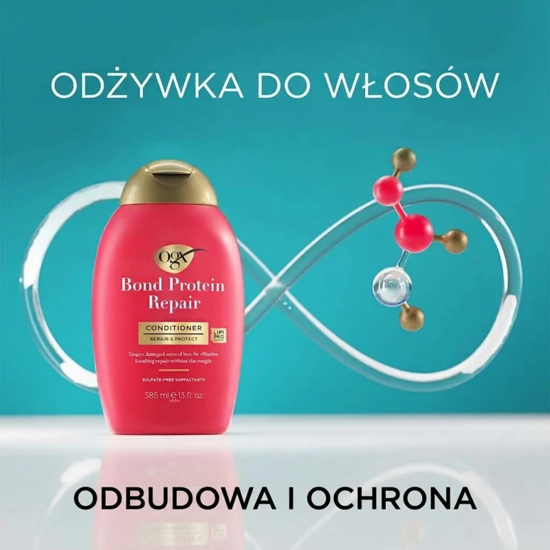 OGX Bond Protein Repair, odżywka do włosów, 385 ml - Lekka odżywka proteinowa do pielęgnacji suchych i zniszczonych włosów - 1