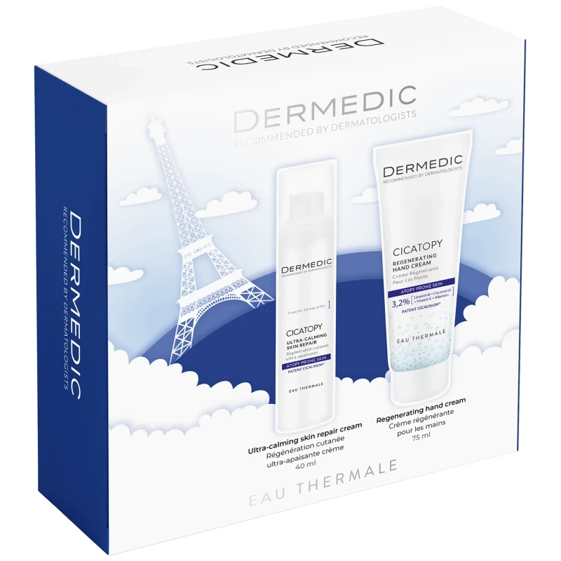 Dermedic Cicatopy Zestaw Ultrakojący krem naprawczy, 40 ml + Regenerujący Krem do rąk, 75 ml - Emolienty do skóry z atopią, egzemą - 1