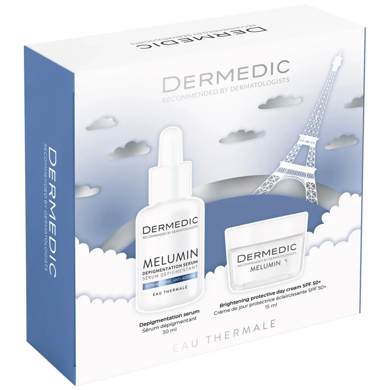 Dermedic Melumin Zestaw Serum depigmentacyjne, 30 ml + Ochronny krem na dzień SPF 50+, 15 ml - Kosmetyki na przebarwienia - 1